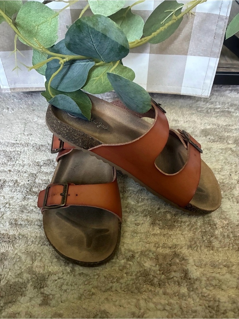 Cat & Jack Girls Brown Double Buckle Slide Sandals